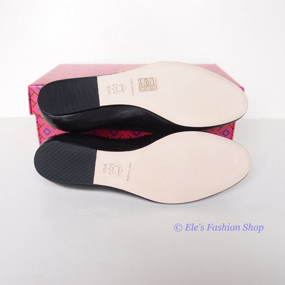 ❤️NIB Tory Burch Eleanor Loafer Leather Flat BLACK Gold US 7 7.5 8 8.5 9 9.5 10 - Picture 15 of 16